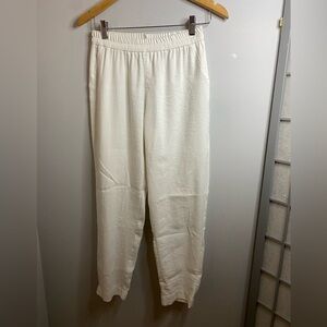 Monk & Lou | White Jogger Pants - stretchy waisted band - small